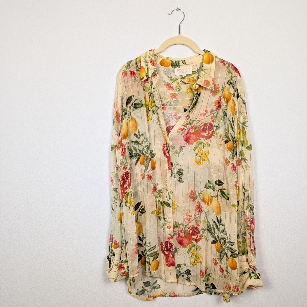 Rococo Sand Multicolor Fruit Pattern Oversized Bu… - image 4